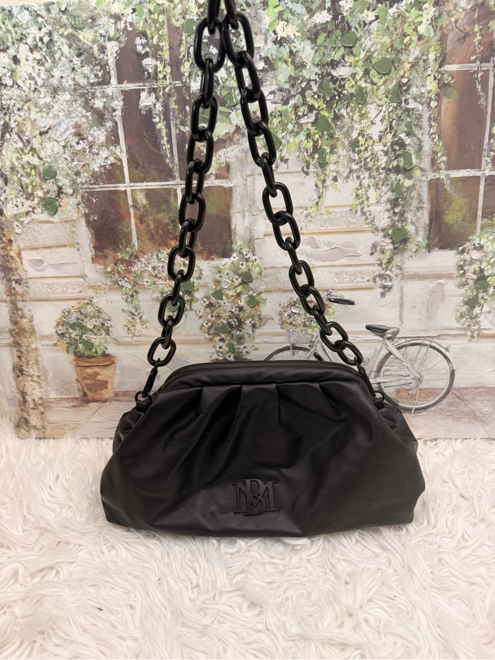 Badgley Mischka Black Chain-Handle Shoulder Bag